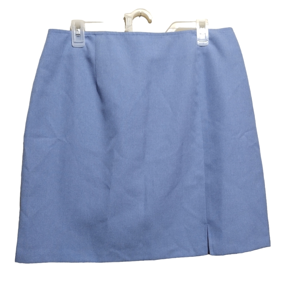 Light Blue Mini Skirt w/ Subtle Plaid Print, Size 15/16